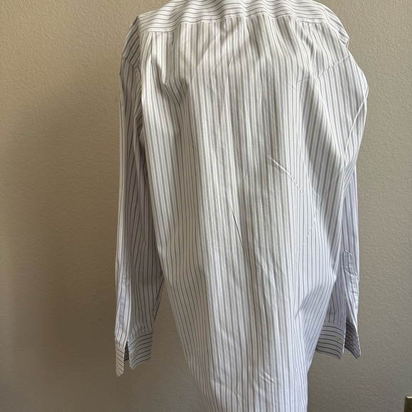 Hugo Boss 16 Fitted Shirt Long Sleeve Button Down Gray Grey Stripe Cotton MINT - Picture 3 of 10